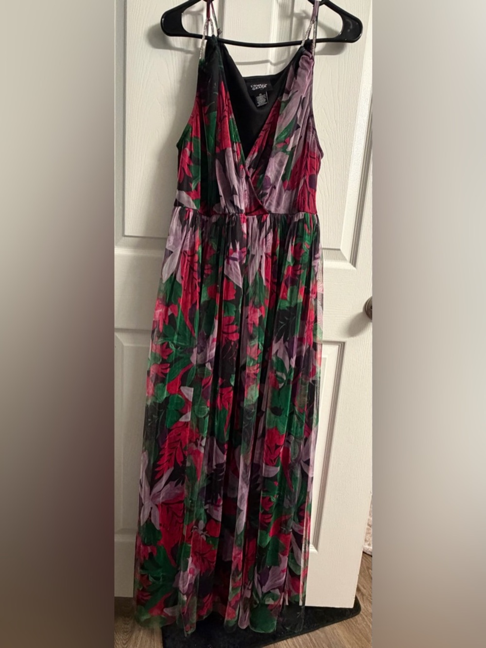 Sleeveless Floral Maxi Dress in Pink & Green by